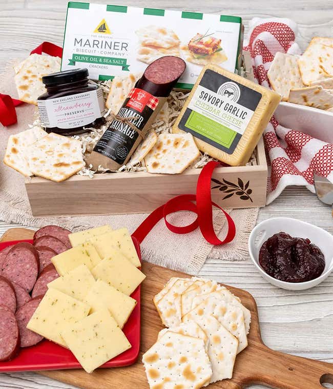 Sausage, Cheese and Crackers Basket