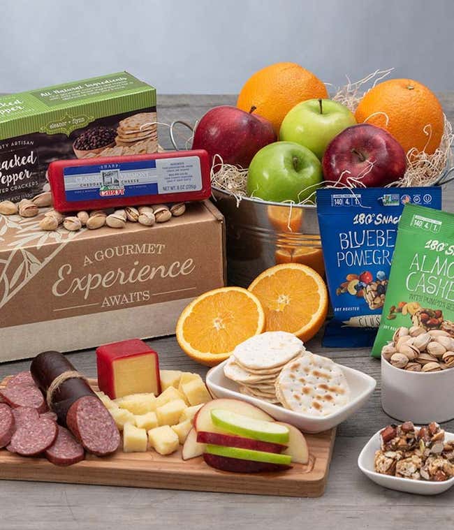 Farmer's Market fruit, cheese and sausage gift basket