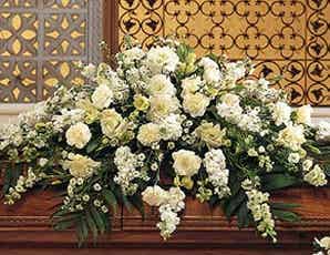 White flower casket spray