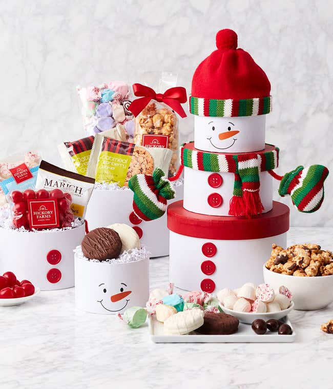 Smirking Snowman Gift Tower